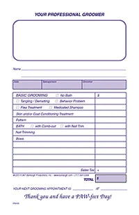 Groomer Sales Slips - 5 1-2 X 8 1-2